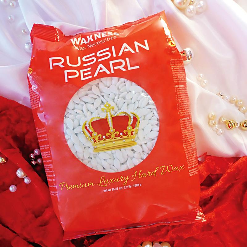 Waxness Polymer Blend Premium Luxury Hard Wax Beads Russian Pearl 2.2 lb / 1 kg For Hair Removal - Made in Italy - Rosin Free, Creamy and Gentle, No strips needed - Not Scented