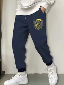 Men's Casual Jogger Pants, Valkyrie Eagle Print, Fitted Style, Comfortable Drawstring, Streetwear Fashion, Fall & Winter