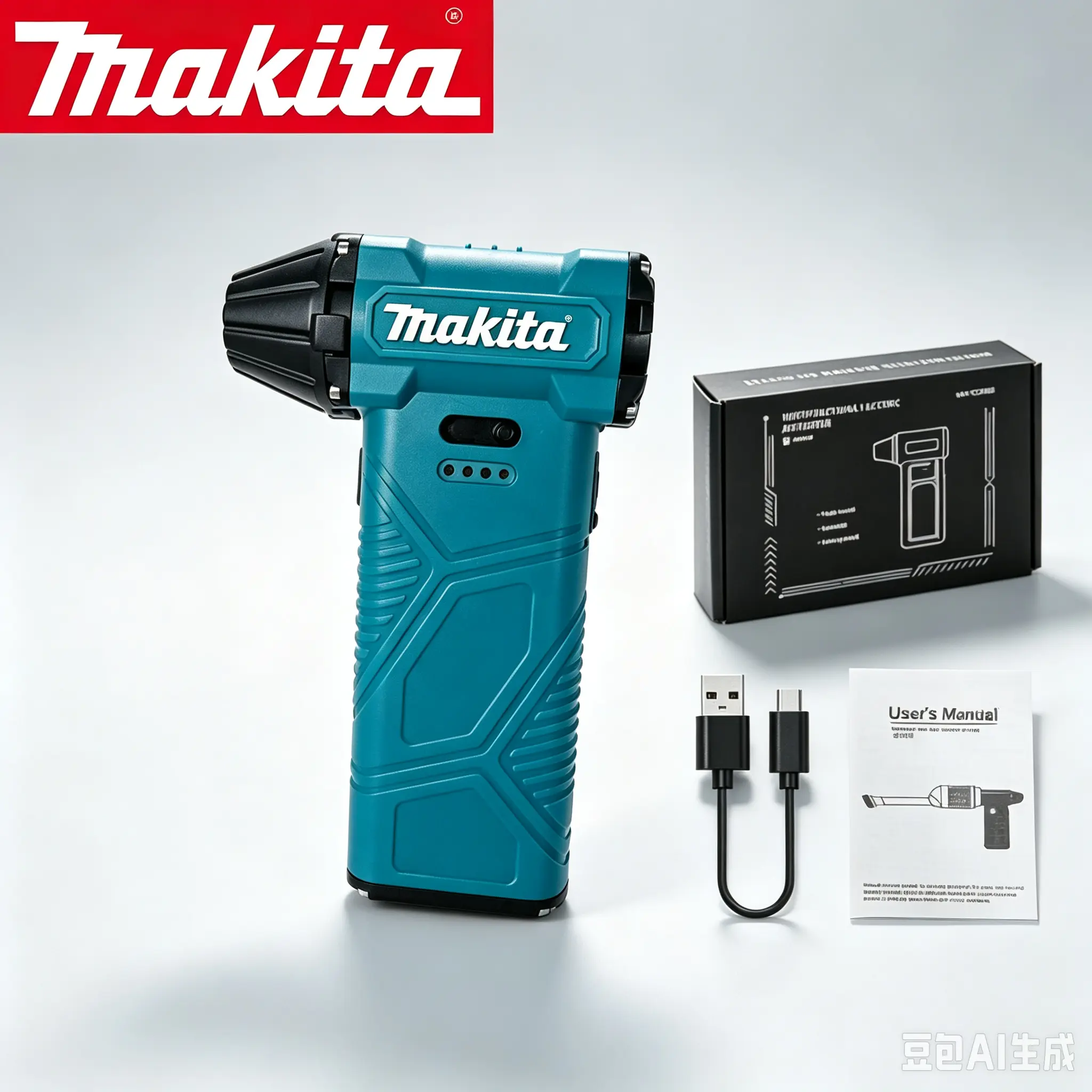 Makita Cordless Mini Handheld Air Blower with USB-C Charging Cable, User Manual & Packaging Box for Car Cleaning, Household Debris Blowing rechargeable high torque