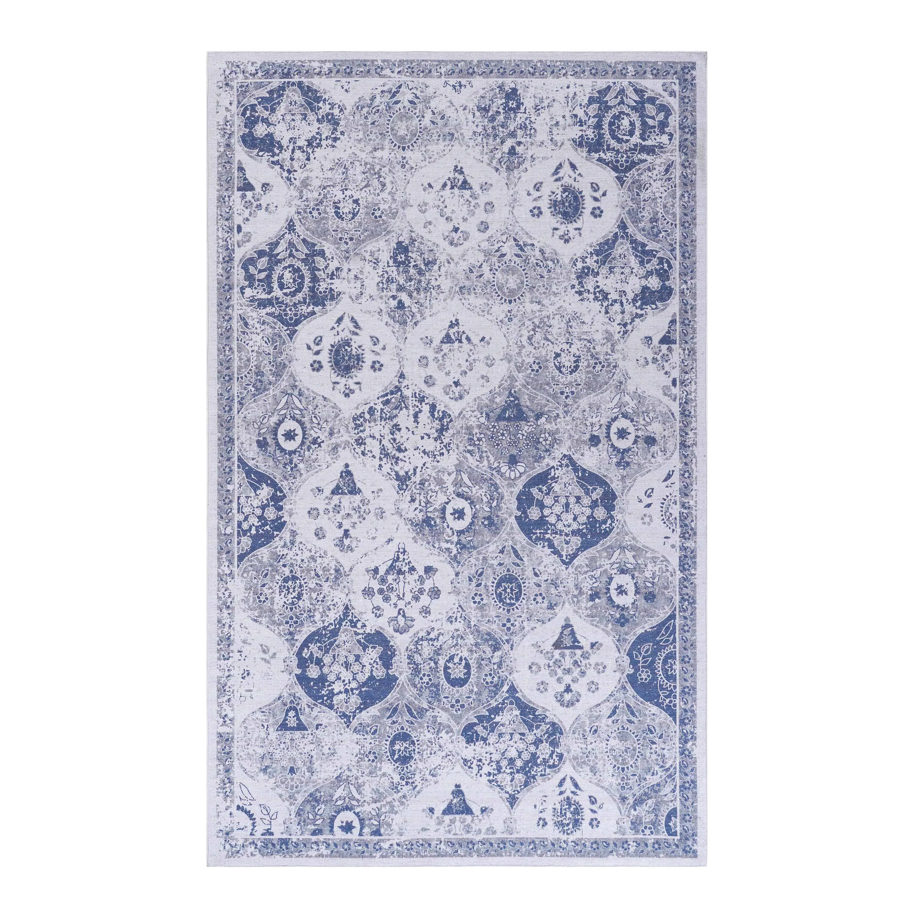 YYDS Naar 2x3 Blue Area Rug, Machine Washable Area Rugs, Low-Pile Non-Slip Non-Shedding Foldable Kid&Pet Friendly, Area Rugs for living room, bedroom, kitchen, dining room rug - Perfect Gift, (Blue, 2x3)