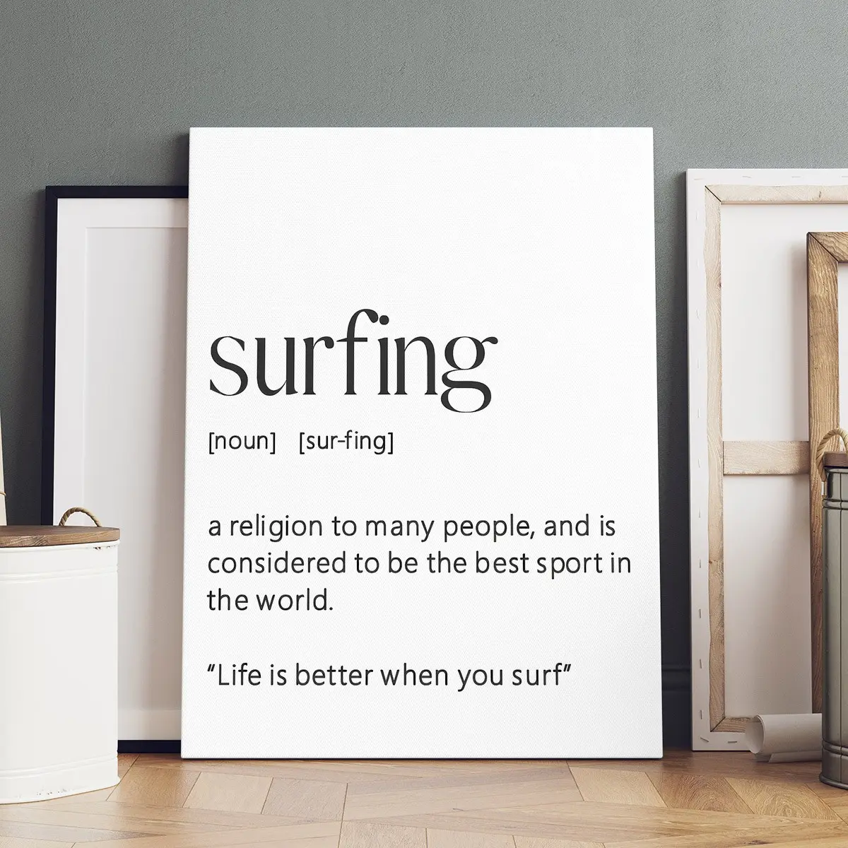 Wooden Frame Canvas Poster, Modern Surfing Art, Waterproof Wall Decor, Elegant Living Room Decoration, Fashionable Home Art for Bedroom & Entryway