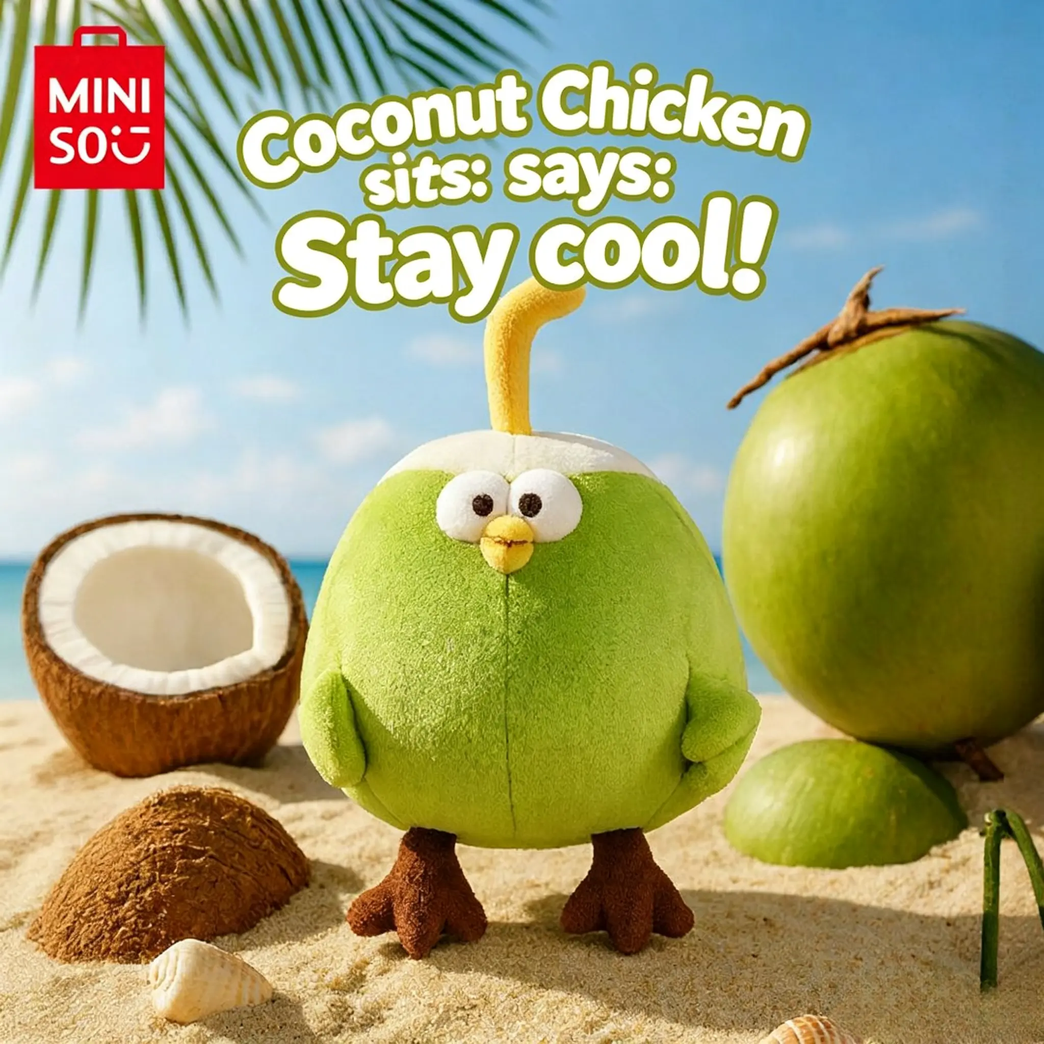 MINISO Dunde Chicken Series Plush Dolls – Summer Coconut Chicken Plush Toy, Ideal Birthday Gift