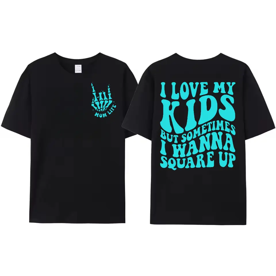 Funny Mom Life Graphic T-Shirt with 'Square Up' Slogan, Women's Casual Lightweight Soft Crewneck Top for Daily Wear
