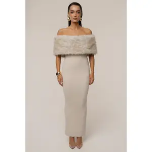 Stone Aspen Hour Faux Fur Dress
