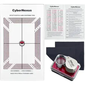 Card Grading Center Tool for, Trading Cards Measuring Tools, Come with Cloth Kit & 30X Magnifying Implement for PSA'Latest Grading Standards/BGS Submissions