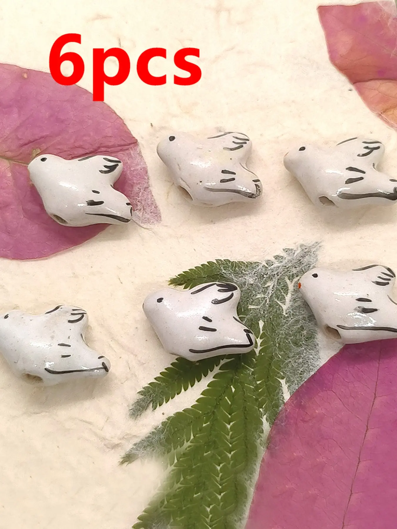 6pcs White Peace Dove Ceramic Beads Hand Painted Bird Charms Symbol of Peace Nature Inspired DIY Jewelry Making Bracelet Necklace Supplies Handmade Aesthetic Fashion Accessories for Beaded Jewelry Craft Small Business Trend