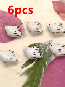6pcs White Peace Dove Ceramic Beads Hand Painted Bird Charms Symbol of Peace Nature Inspired DIY Jewelry Making Bracelet Necklace Supplies Handmade Aesthetic Fashion Accessories for Beaded Jewelry Craft Small Business Trend