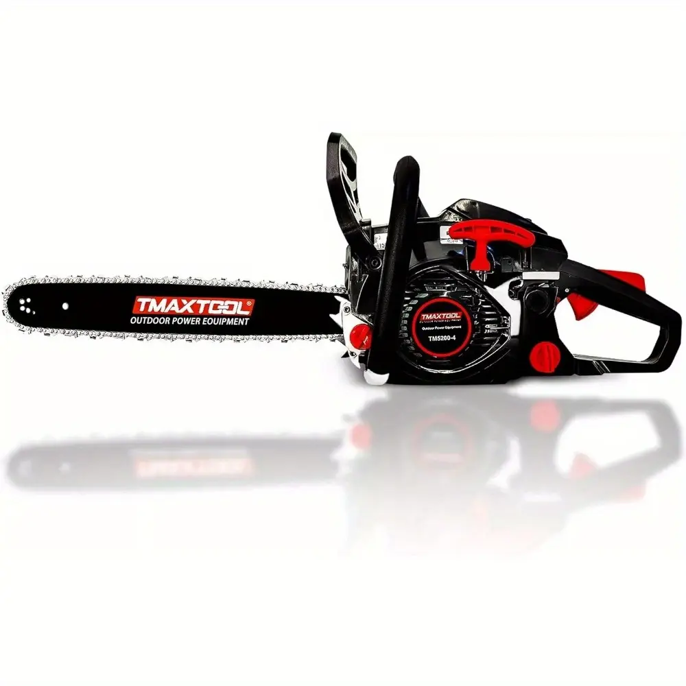 TMAXTOOL 62cc Engine Gas Powered Chainsaw - 2-Stroke Gas Run, 20-in Heavy-Duty Handheld Garden Tool with Electronic Ignition System, Built-In Chain Brake for Pruning, Limbing Operations