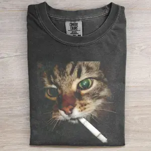 Comfort Colors Funny Smoking Cat T-shirt, Meme Cat Graphic Tee, Unisex Gift