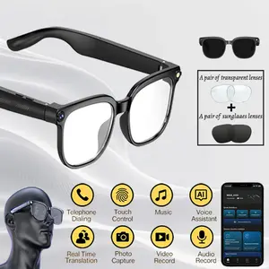 Wearable Smart Glasses with 8MP Cam, 160-Language Support, Directional Sound, AI Assistant, Rectangular Frame, Touch Control, Button Adjustment, Hands-Free Photography, Bluetooth Wireless Video Recording, Ideal for Travel & Outdoor Adventures, Gift Option