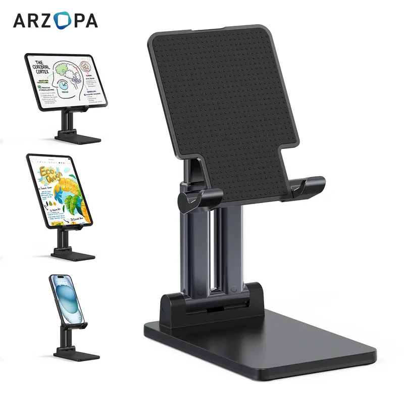 ARZOPA CellPhone Folding Stand, Adjustable & Foldable Sturdy Holder for Desk Smartphone Accessories Compatible iPhone, iPad, Portable Monitor 7"-15.6"