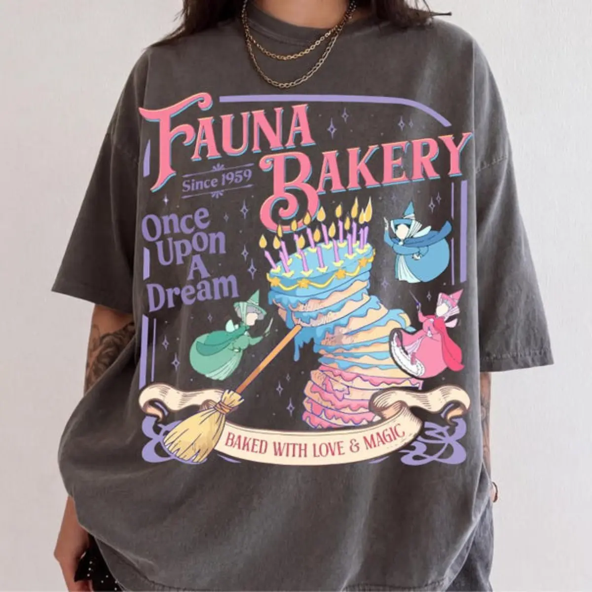 Comfort Colors Fairy Godmother Baking Shirt, Baked With Love And Magic Tee, Retro Princess Cake, Whimsical Trip, Cottagecore Vibes, A Dream Fairytale Cottagecore Unisex Top