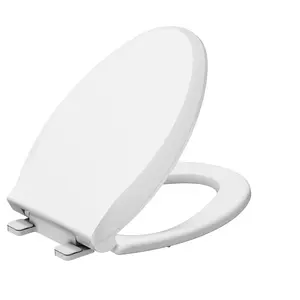 18" Elongated Commercial Toilet Seat with Built-in Magnetic Potty Training Seat for Adults & Youths. Features Soft Slow-Close, Non-Slip Design, Easy Installation & Cleaning White