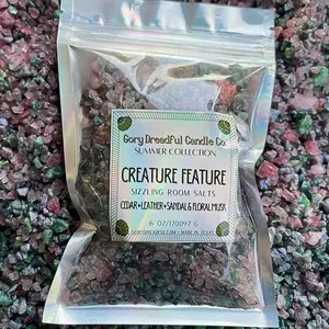 CREATURE FEATURE Sizzling Room Salt Crystal Potpourri: Cedar Leather Sandal Floral Musk Scent
