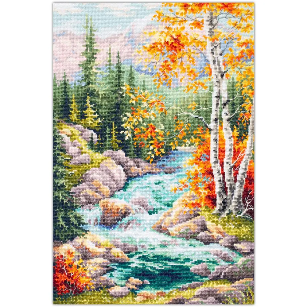 Mountain Creek Counted Cross Stitch Kit by Magic Needle 250-330