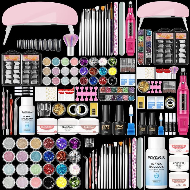 Nail Kit with Drill and U V Light, Professional Acrylic Nail Kits with ...