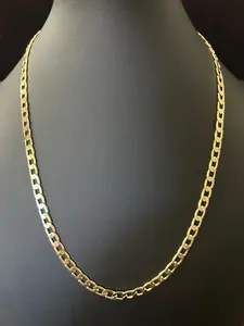 14k Gold Filled Brass 20 Inch Cuban Chain Necklace 5mm Width Elegant Design for Everyday Wear Versatile Jewelry Piece