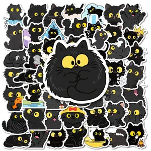 50pcs Cute Cat Cartoon Stickers, Creative Graffiti Sticker Pack, Waterproof Decorative Stickers for Luggage, Phone Cases, Notebooks, Ideal Gift