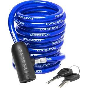 Coiled Security Cable with Key Lock (5’, 10’, 15’, 20’ or 25’ Lengths), Weatherproof Multi-Purpose Anti-Theft Protection For Kayaks,Bikes,Paddleboards,Scooters,Equipment and More 5ft