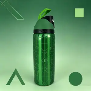 Owala FreeSip Insulated Stainless Steel Drinkware Flask, 32oz, Green Geometric Print, Leakproof & BPA-Free, Ideal for Gym & Travel, Flasks fathersdaygift