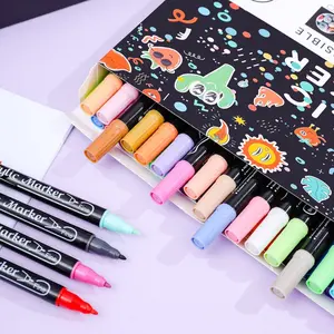 12/24/36/48 Color Double-Ended Markers - Inerasable Markers with Vibrant Colors, Great for DIY Crafts, Greeting Cards, Mugs, Wood Decorations, Sketching and Professional Art, Art Painting, Dual-Tip Chisel Tip Multi-Color Soft Fluorescent Markers