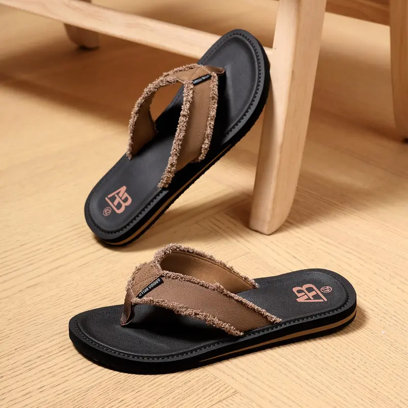 Men's Outdoor Waterproof Rubber Sole Anti Slip Sandals with Arch Support and Durable Flip Flops, Enhanced Grip and Slip Resistance for Beach and Casual Wear, Slip On Sandal, Footwear, Minimalist Sandals