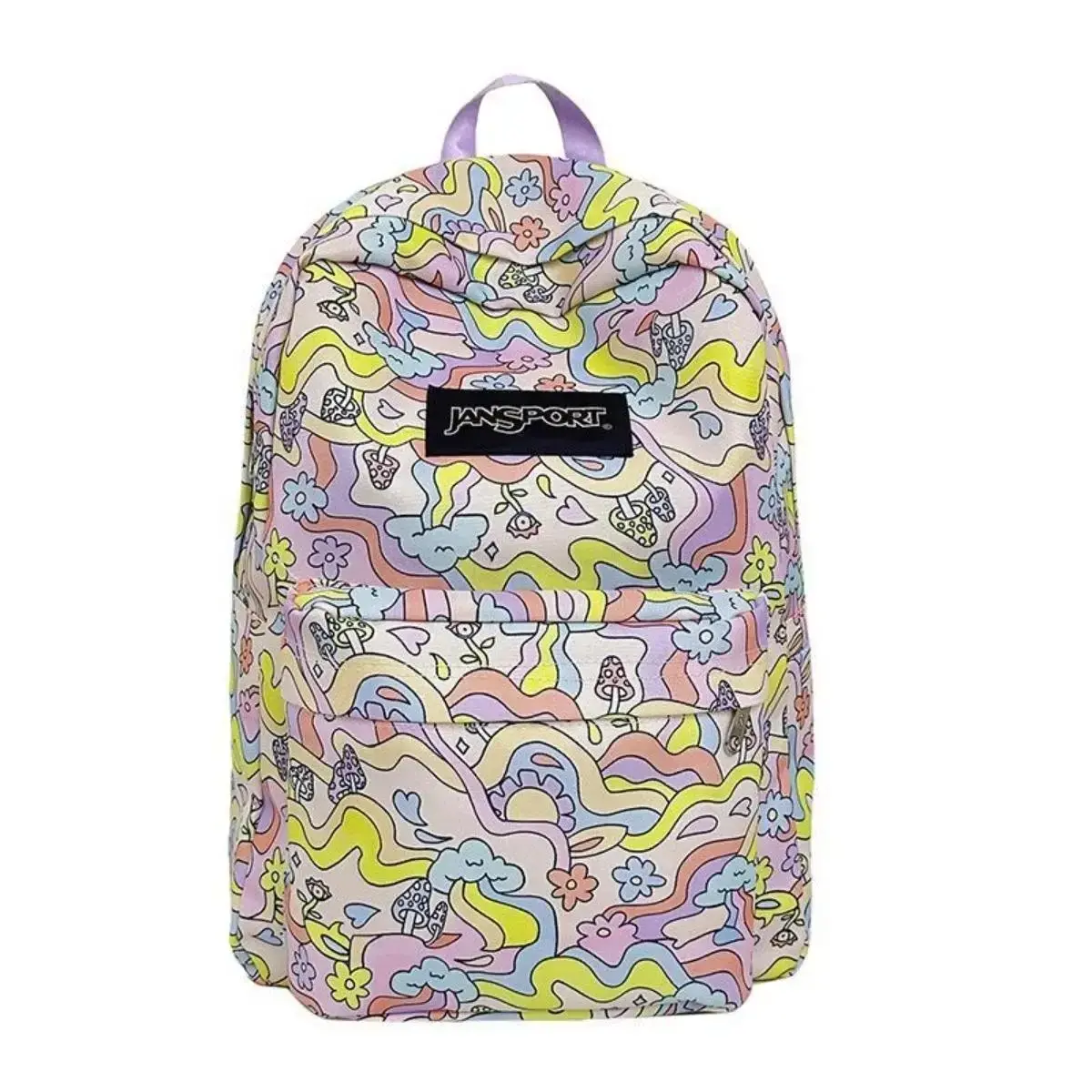 Cottagecore Psychedelic JanSport Doodle Backpack Pastel Swirl Mushroom Print Large Capacity Interior Storage Student Laptop Backpack