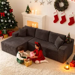 【Memorial Day Gift】NMXVXMN Oversized 104.3" L Shape Cloud Couch Plus Sectional Sofa with Chaise Modern Modular Sofa with 5 Soft Pillows & Lounge Chairs Boneless Upholstered Couches for Living Room Bedroom Plush Corduroy Fabric