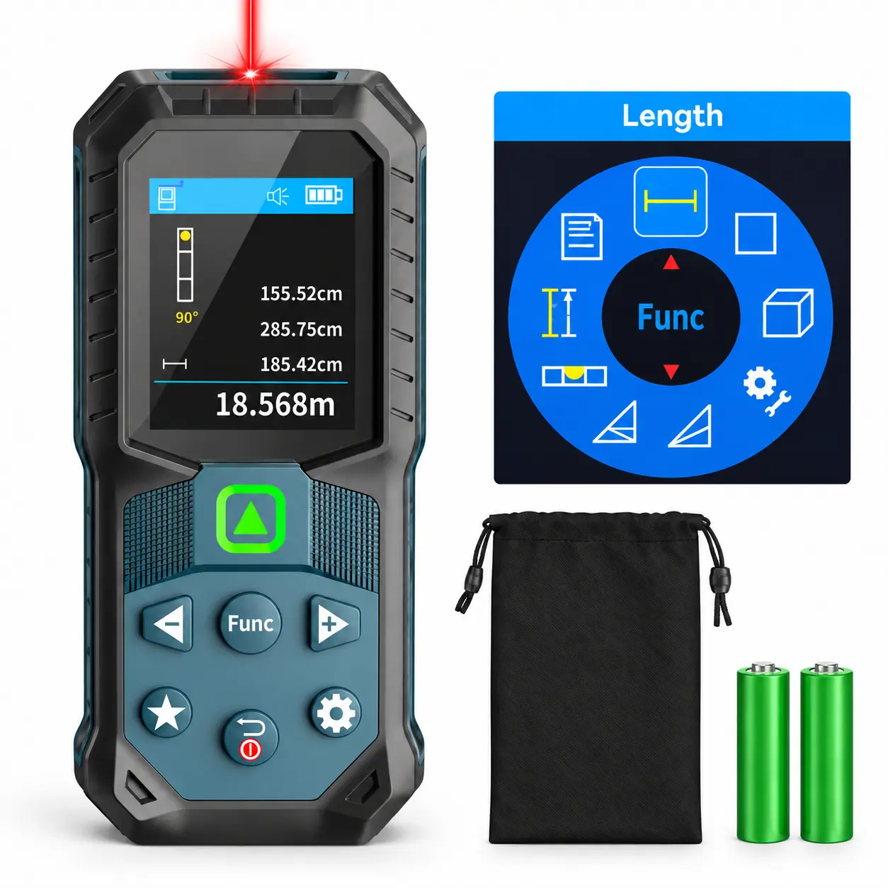 VerveWave  Laser Measure 262ft/80m Digital Distance Meter with ±1/32in Accuracy, Area Volume Pythagorean Wall Area Calculation, Digital Level Stakeout, Class II Laser Tool for Home DIY Renovation Construction