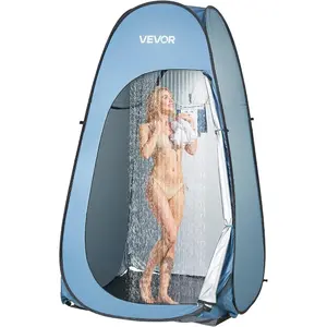 VEVOR Pop up Shower Tent, Instant Portable Privacy Tent Changing Room with Hanging Bag, Ground Stakes, Ropes, Carry Bag, 190T Polyester with Silver Coating, Quick Setup, for Camping, Beach, FishingVEVOR Super Brand Day