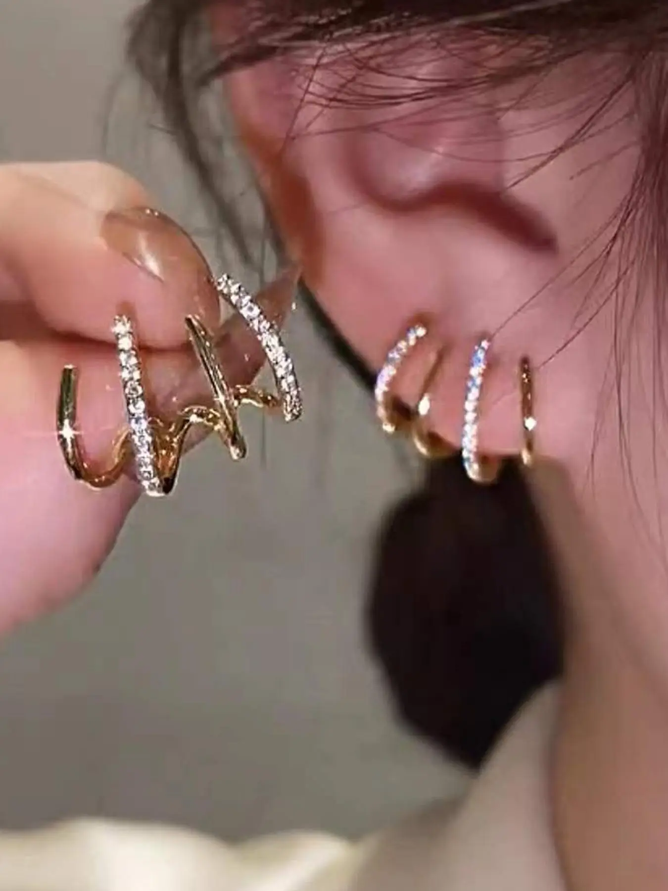 Four Claw Zircon Decorated Earrings, Fashionable Rhinestone Decor Earrings for Women & Girls, Trendy All-match & Exquisite Jewelry for Birthday Gift