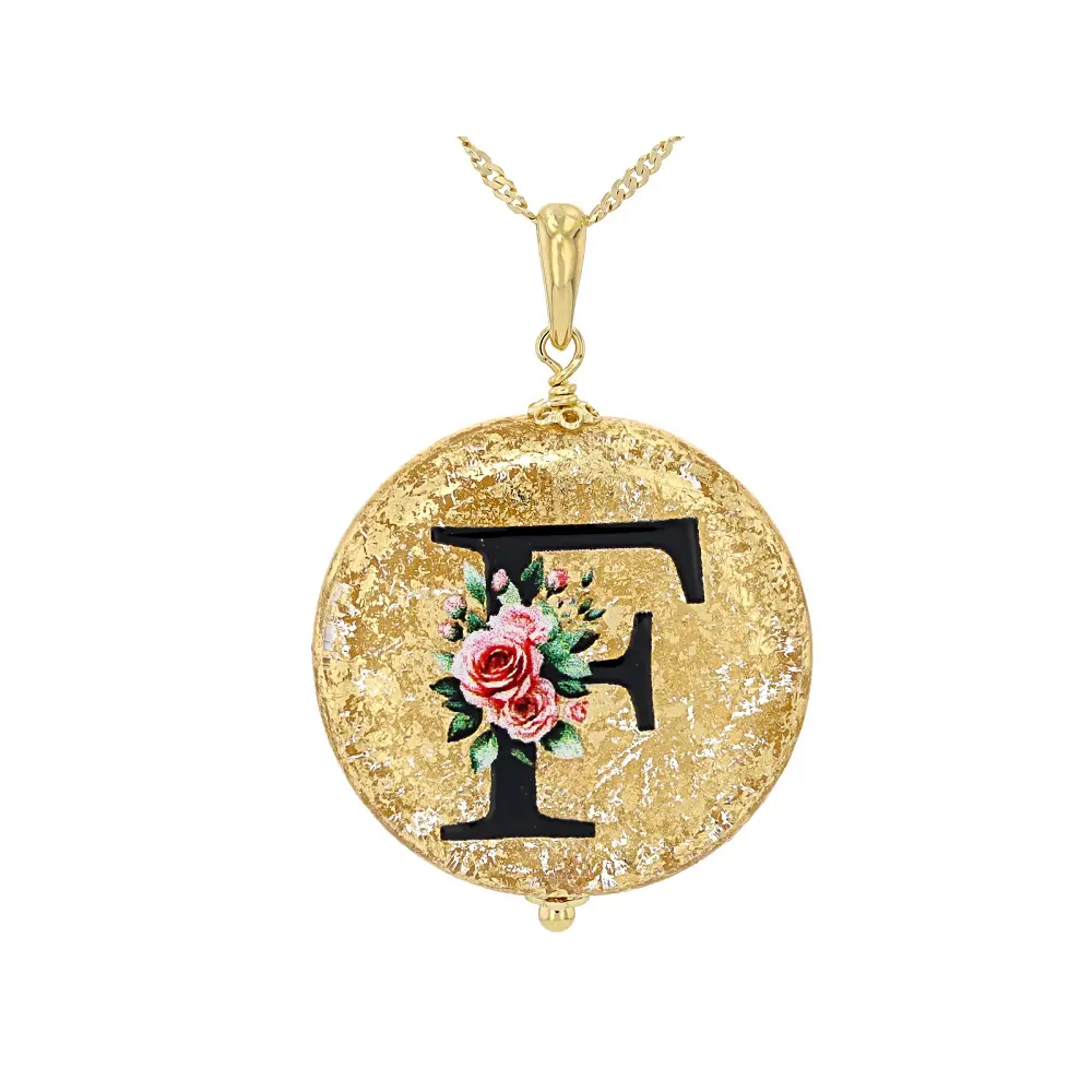 JTV Murano Glass Initial "F" Pendant with 18" Chain