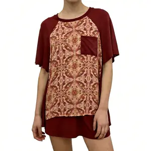 Dark Sangria Embroidered Top | Premium Linen-Blend | Floral Embroidery Detail | Relaxed Fit Blouse