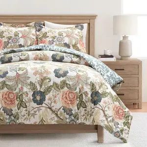 Lush Decor Sydney Floral Comforter 3 Piece Set with Floral Design, Soft Fabric, and Elegant Bedding for a Cozy Sleep Experience