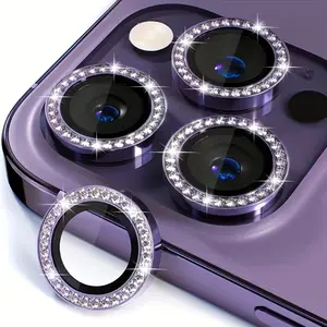3pcs Diamond Phone Lens Film, Practical Phone Accessory, Suitable for iPhone, HD Scratch Resistant, Perfect Gift for Friends and Colleagues, Camera Phone Accessories