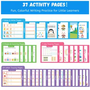LUMIKIDZ Preschool Learning Activities - Toddler Handwriting Practice and Tracing Books for Kids Ages 3-5, Montessori Busy Book, ABC Letter Number Workbooks, Autism Educational Gift for Boys and Girls