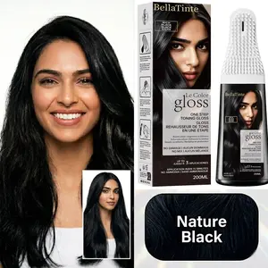 1-Step Hair Dye Gloss Comb, No-Mix Magic Color Brush for 100% Grey Coverage, Easy Ammonia-Free Plant Extract Cream, 15-Min Fast Touch Up