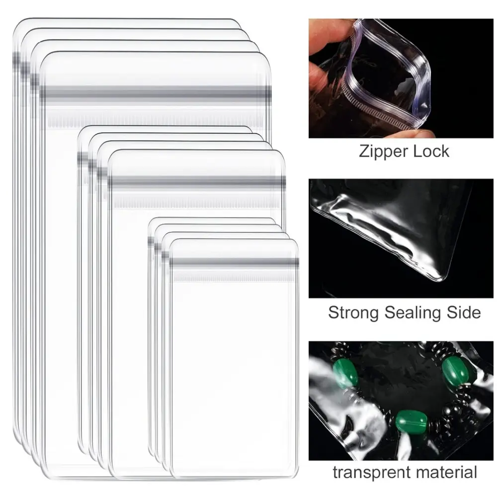 120 Pcs PVC Jewelry Organizer Bags - Anti-Color Change Zipper Lock Plastic Transparent Pouches, Fashion Accessories Storage Set, Organize