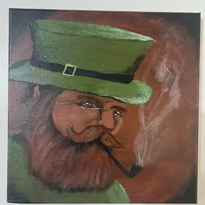 Leprechaun acrylic painting   10x10 canvas