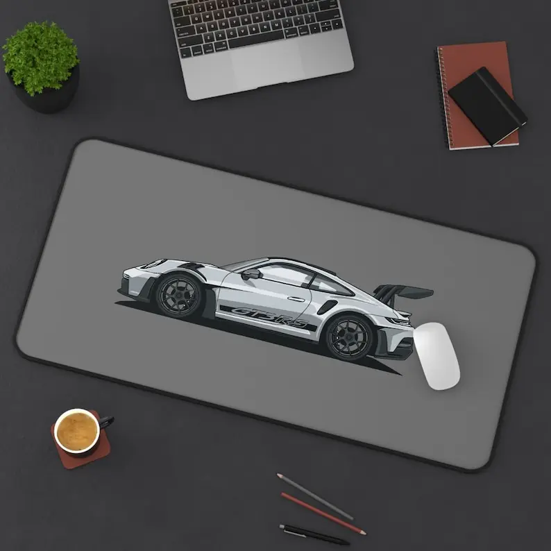 992 911 GT3RS Grey Cartoon Car Aesthetic Mousepad | 3 Sizes | Gaming Desk Mat | Custom Mousepad | Keyboard Mat | Office Decor | Gift