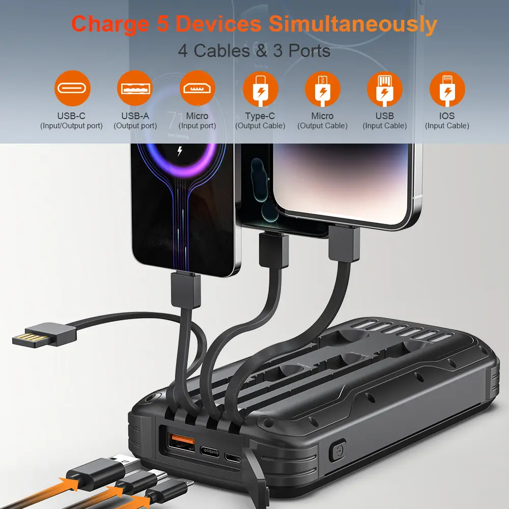 Portable 40000mAh Solar Power Bank with Built-in Flashlight 4