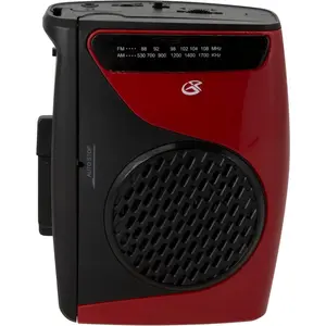 Portable Cassette Player, Compatible With Headphone, 3.54 x 1.57 x 4.72 Inches, Requires 2 AA Batteries-Not Included, Red/Black (CAS337B) Black/Red