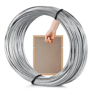 100-Feet Heavy Stainless Steel Picture Hanging Wire Rope Supports Up to 30lbs for Photo Frame Holiday Decor Crafts Artwork Mirror Hangings