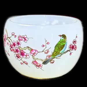 Magpie good luck glazed cup - handmade products - building lanterns - works of art - collectibles - gifts - ornaments