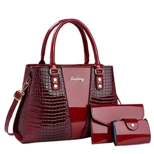 3pcs Set PU Crocodile Embossed Women's Bag Set, Lightweight Women's Shoulder Bag, Crossbody Bag, Large Capacity Women's Handbag