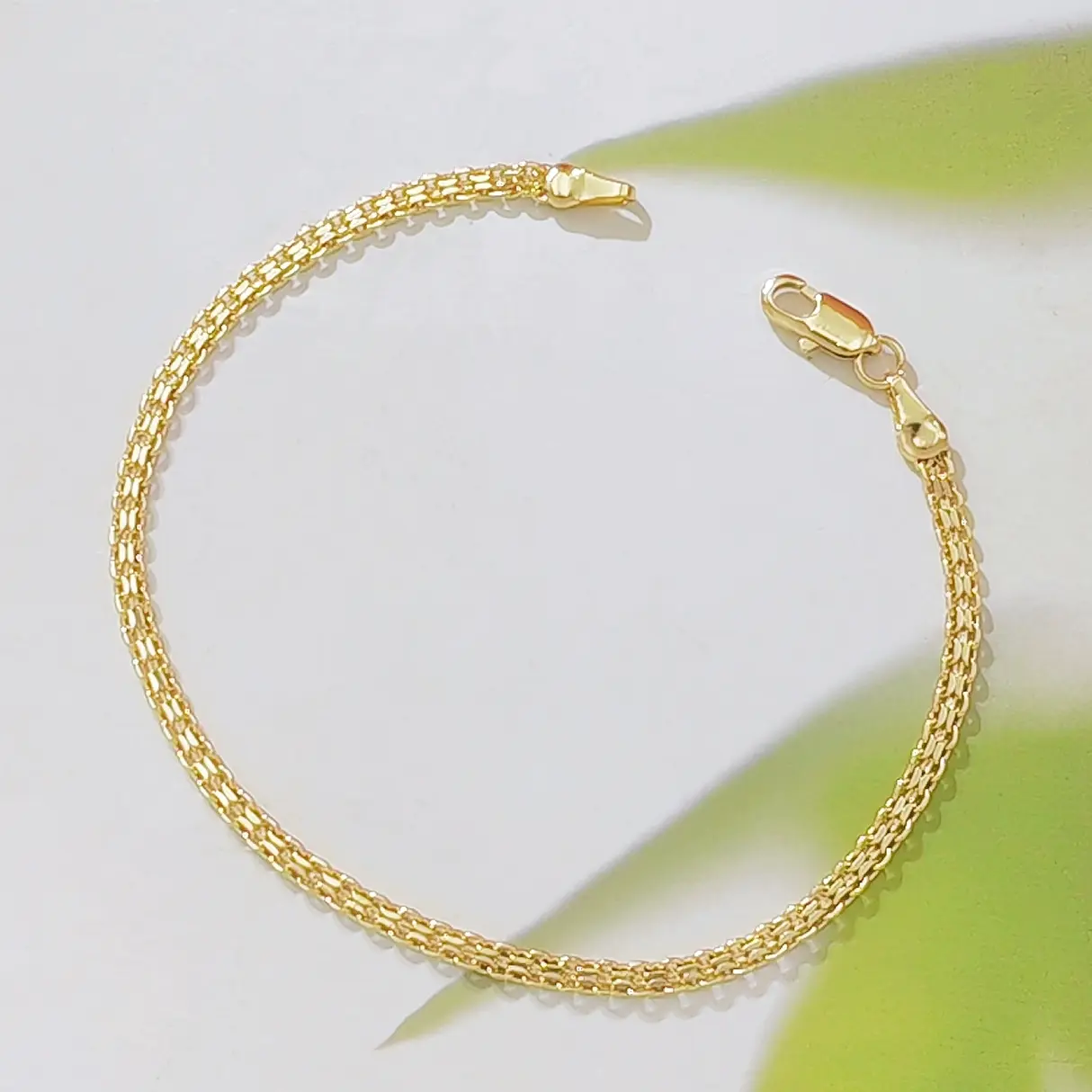 18K Gold Plated Herringbone Chain Bracelet for Women, Dainty Flat Snake Chain Bracelet, 2mm Thin Adjustable Bracelet with Lobster Clasp, Everyday Minimalist Jewelry