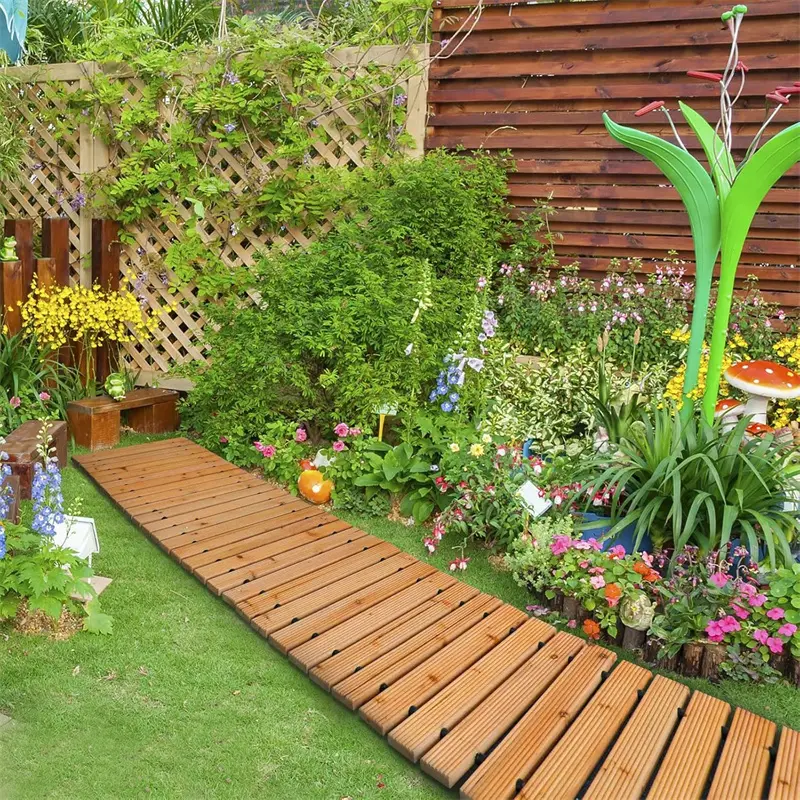 6' Wooden Garden Pathway,Outdoor Roll Out Cedar Straight Walkway,Patio Path Decorative Garden Boardwalk Walkways,Weather-Resistant Roll Up Beach Wood Road Floor,Wedding Party Pathways