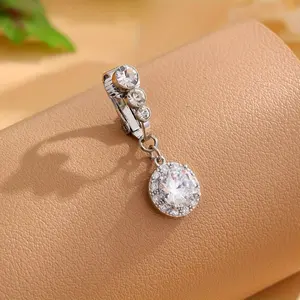 1 Piece Round Zirconia Clip-on Belly Ring Fake Piercing Navel Stud