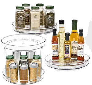 Sorbus 9-Inch 2-Tier Clear Lazy Susan with 2 Flat Turntables - Fridge, Pantry, Cabinet Organizers Set Racks