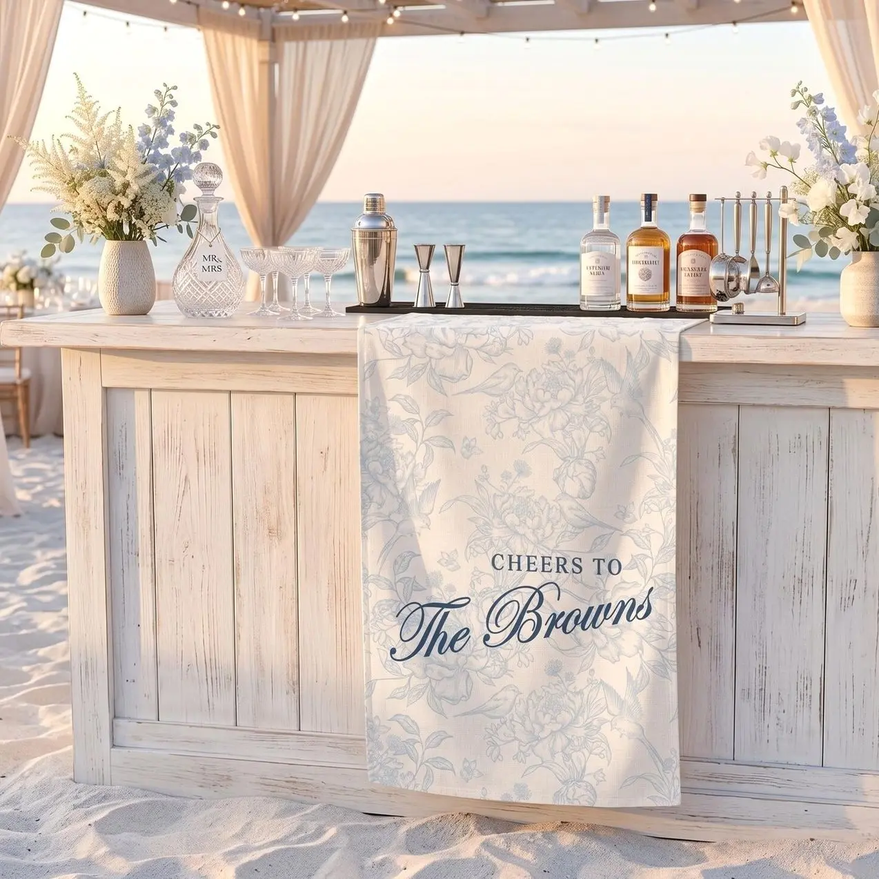 Personalized Linen striped bar or event Sign, name Wedding Welcome banner, Fabric Bar Menu Banner, Linen sign, Personalized Name Date sign